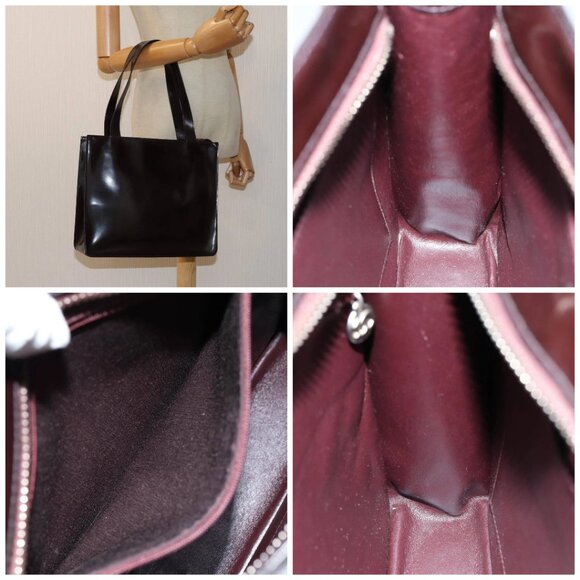 CHANEL COCO Mark Hand Bag Enamel Brown CC - Picture 15 of 15